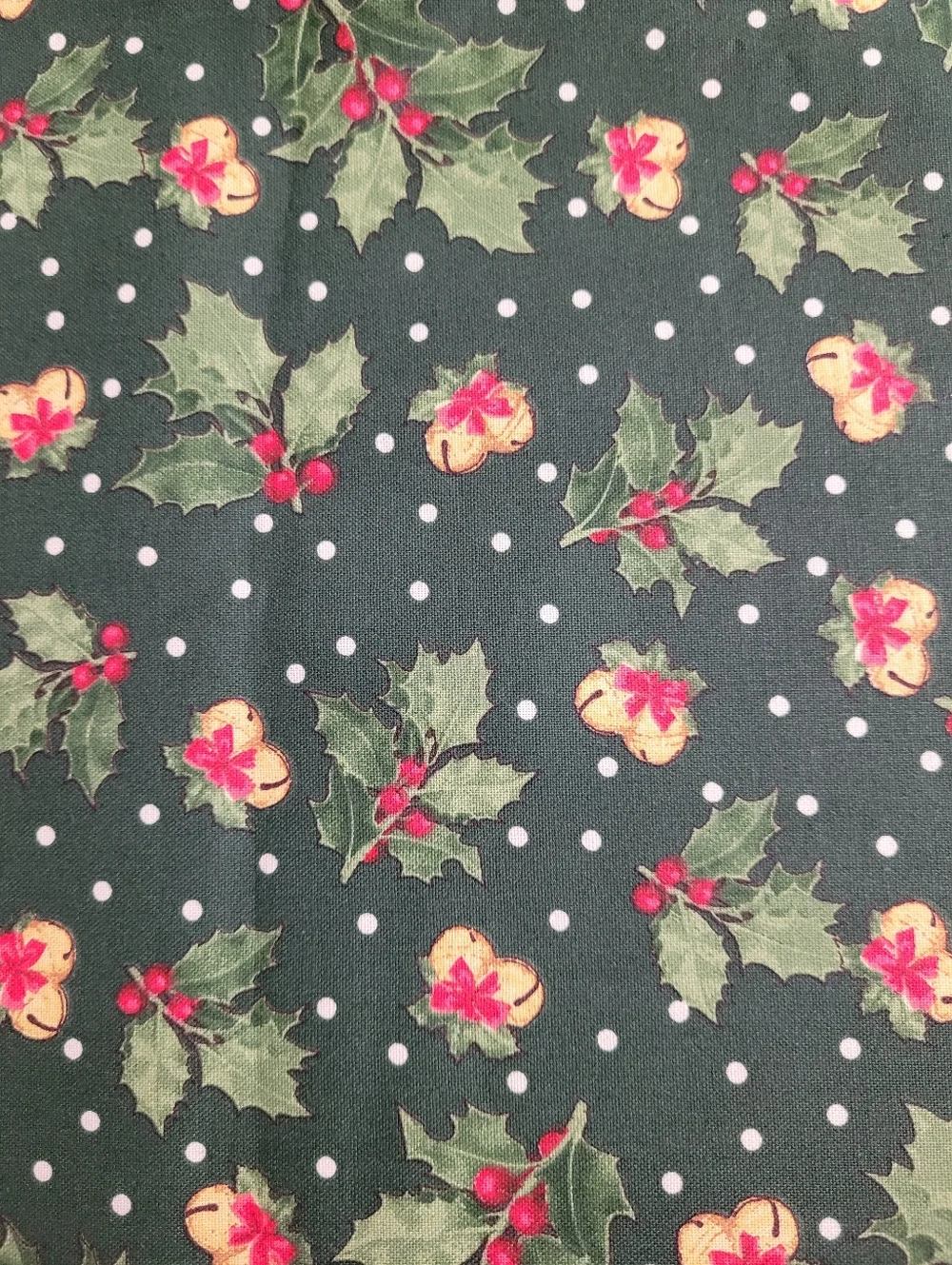 Mai Designs For Fabric Traditions Holly And Bells Cotton Fabric (0797)